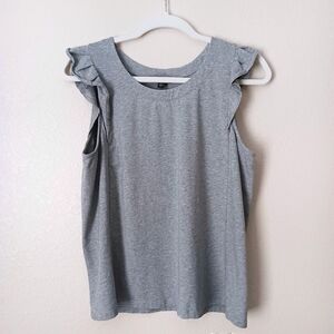 Banana Republic Factory Flutter Sleeve Crew Neck Tank Top Shirt Medium Gray